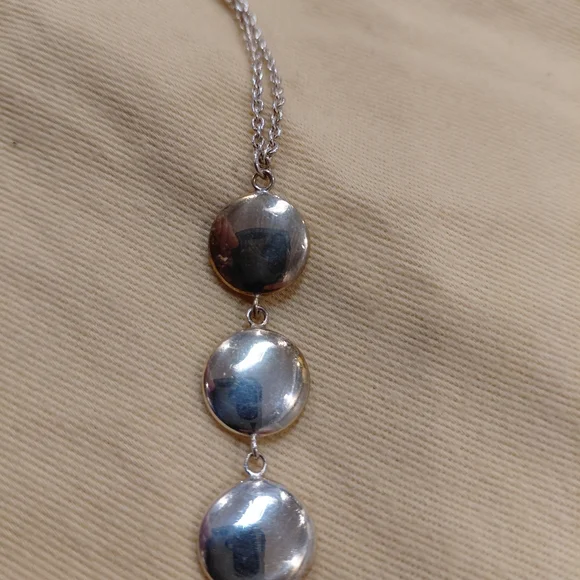 Tiffany Triple Disc Drop Long Necklace 15.9 Grams - Picture 7 of 8